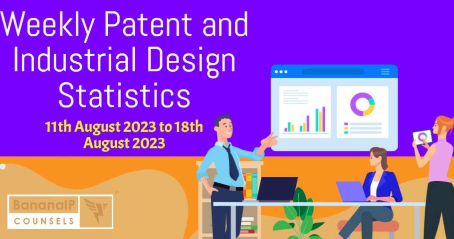 Image featuring Weekly Patent and Industrial Design Statistics – 11th August 2023 to 18th August 2023