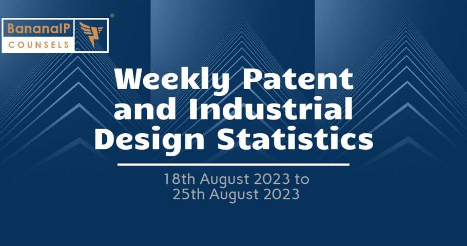 Image featuring Weekly Patent and Industrial Design Statistics – 18th August 2023 to 25th August 2023