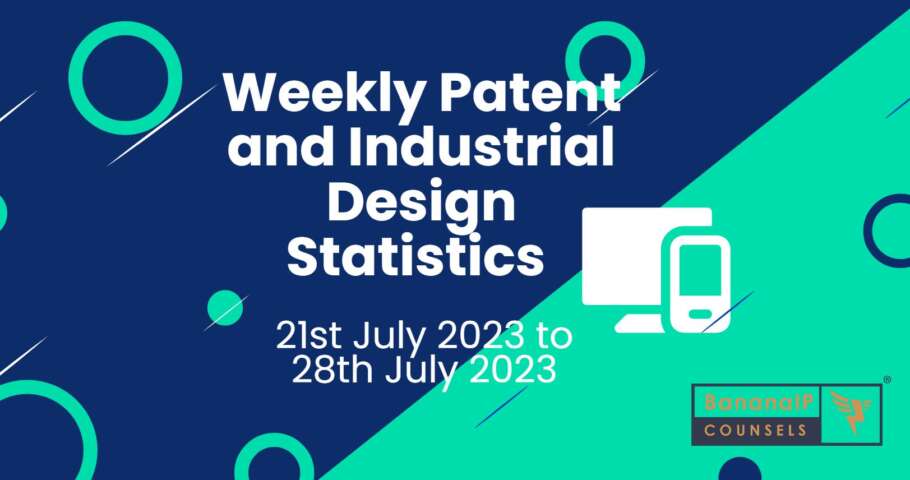 Image featuring Weekly Patent and Industrial Design Statistics – 21st July 2023 to 28th July 2023