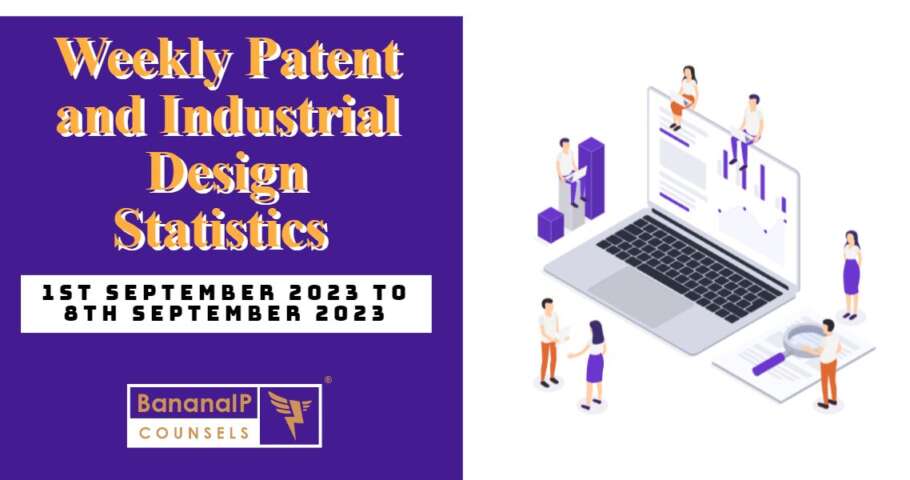 Image featuring Weekly Patent and Industrial Design Statistics – 1st September 2023 to 8th September 2023