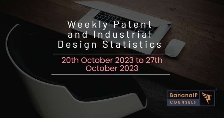 Image featuring Weekly Patent and Industrial Design Statistics – 20th October 2023 to 27th October 2023