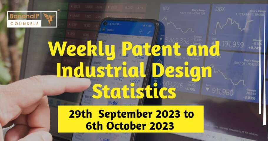 Image featuring Weekly Patent and Industrial Design Statistics – 29th September 2023 to 6th October 2023